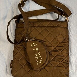 Rae Dunn Black Quilted Crossbody Bag